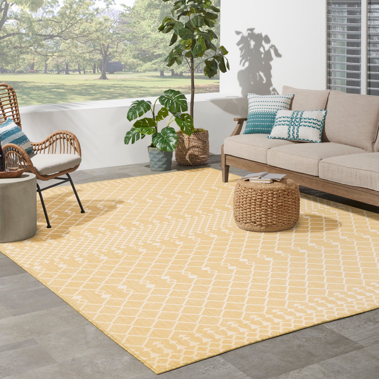 Nourison Positano 8' x 10' Yellow Modern Rug