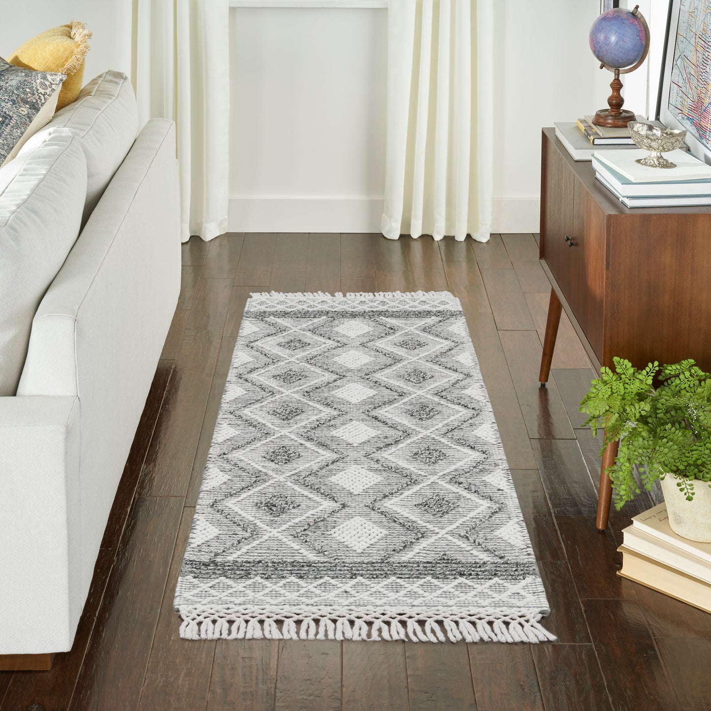 Nicole Curtis Series 3 2'3" x 8' Grey/Ivory Bohemian Indoor Rug