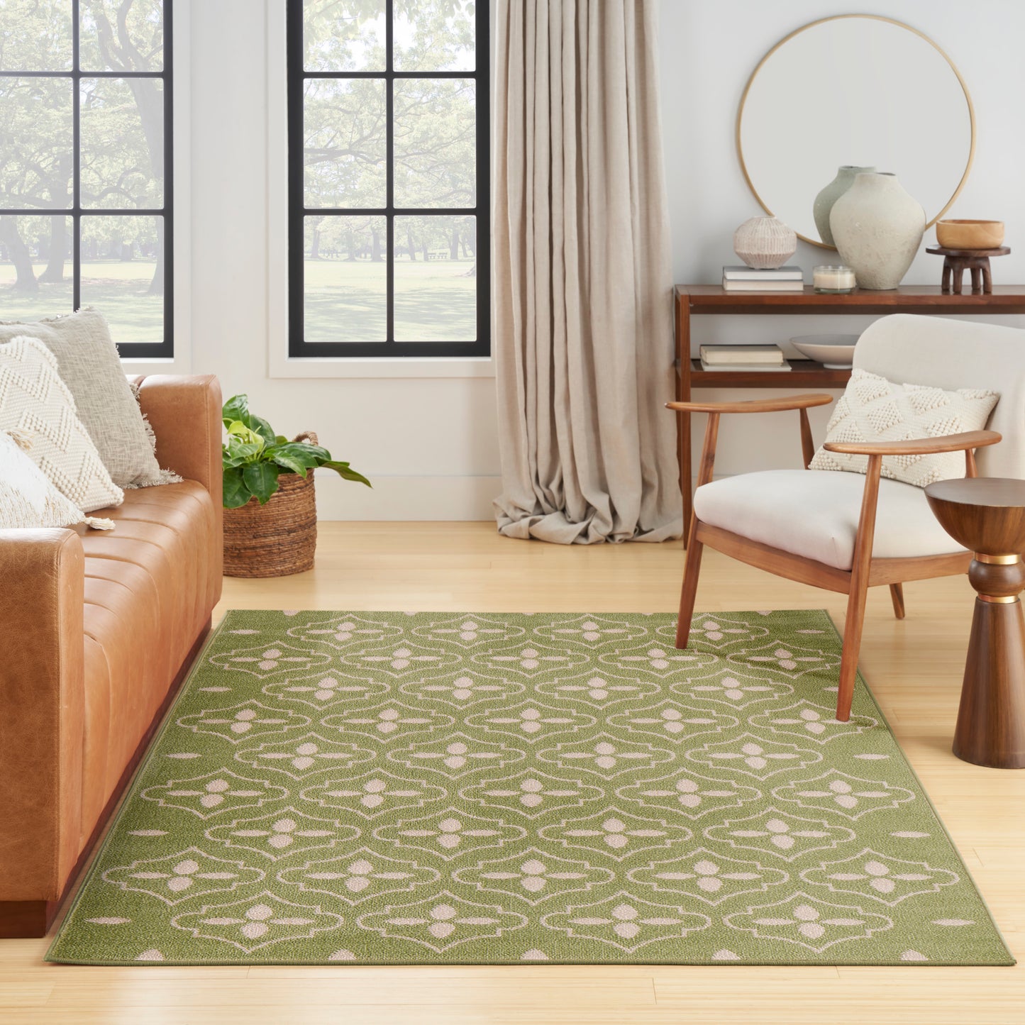 Nourison Nourison Essentials 4' x 6' Green Ivory Modern Rug