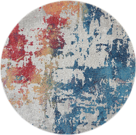 Nourison Ankara Global 6' x Round Multicolor Modern Indoor Rug