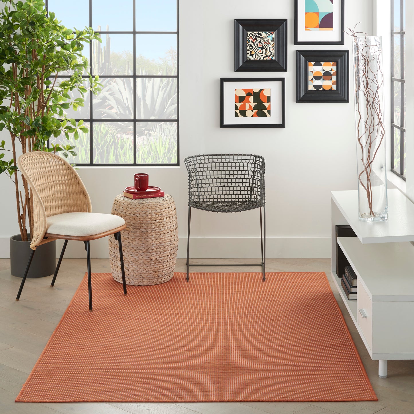 Nourison Positano 4' x 6' Terracotta Modern Rug