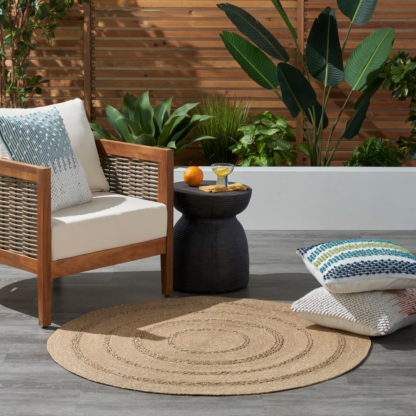 Nourison Natural Seagrass 5' x Round Natural Outdoor Rug