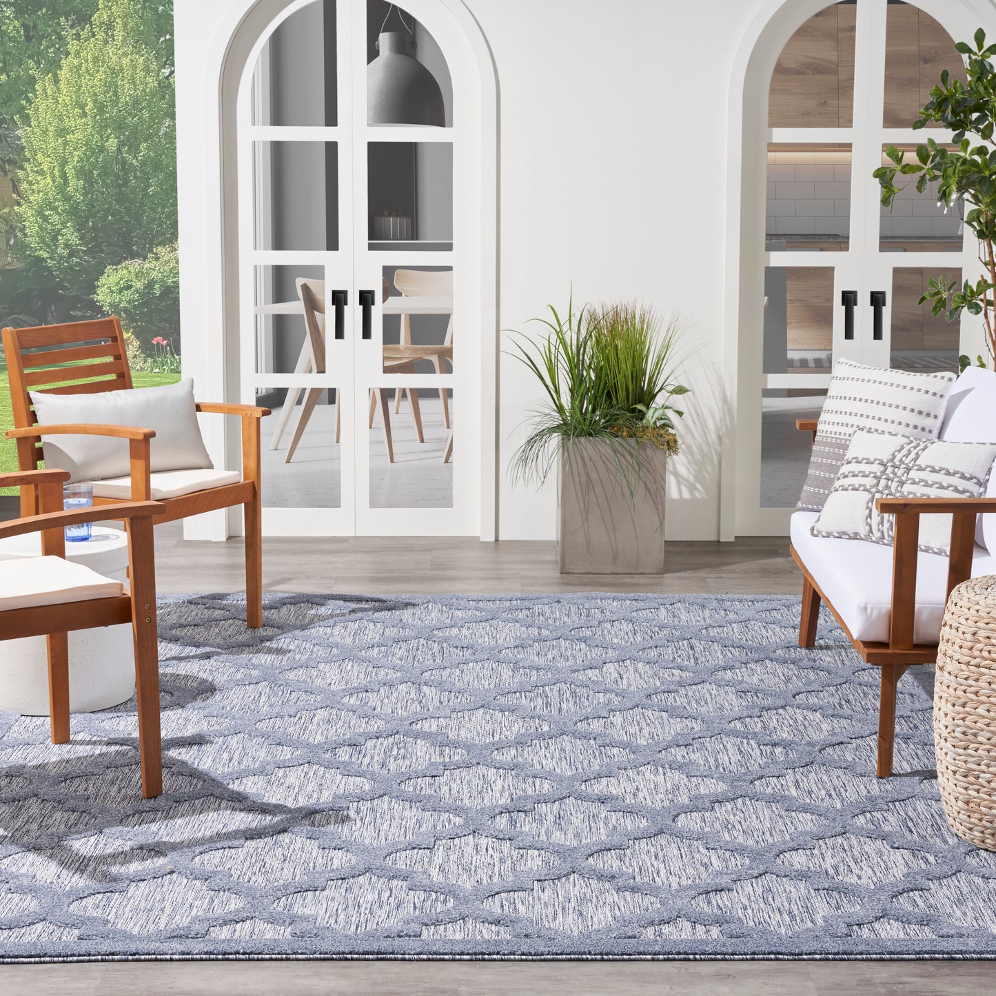 Nourison Easy Care 7' x 10' Denim Blue Modern Rug