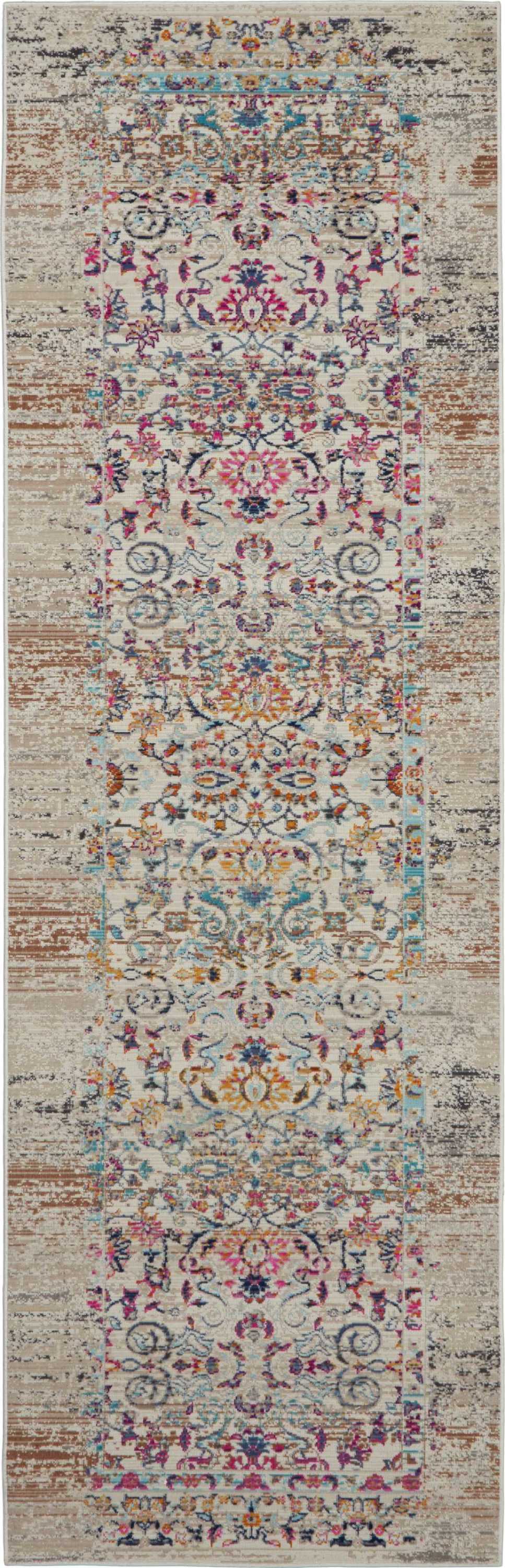 Nourison Vintage Kashan 2'4" x 8' Ivory Vintage Indoor Rug