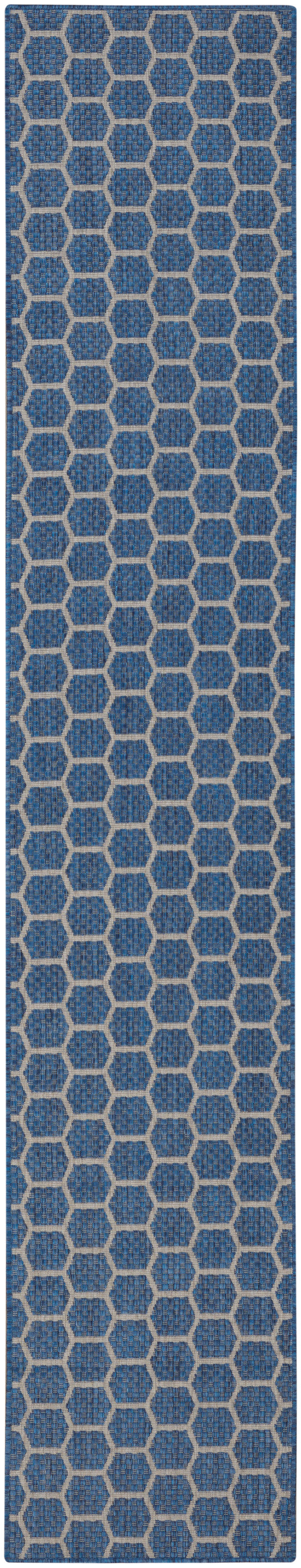 Nourison Twist Reversible 2'2" x 10' Blue Modern Rug