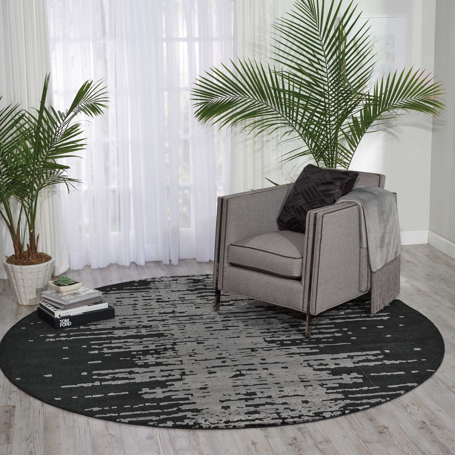 Nourison Twilight 8' x Round Flint Modern Indoor Rug