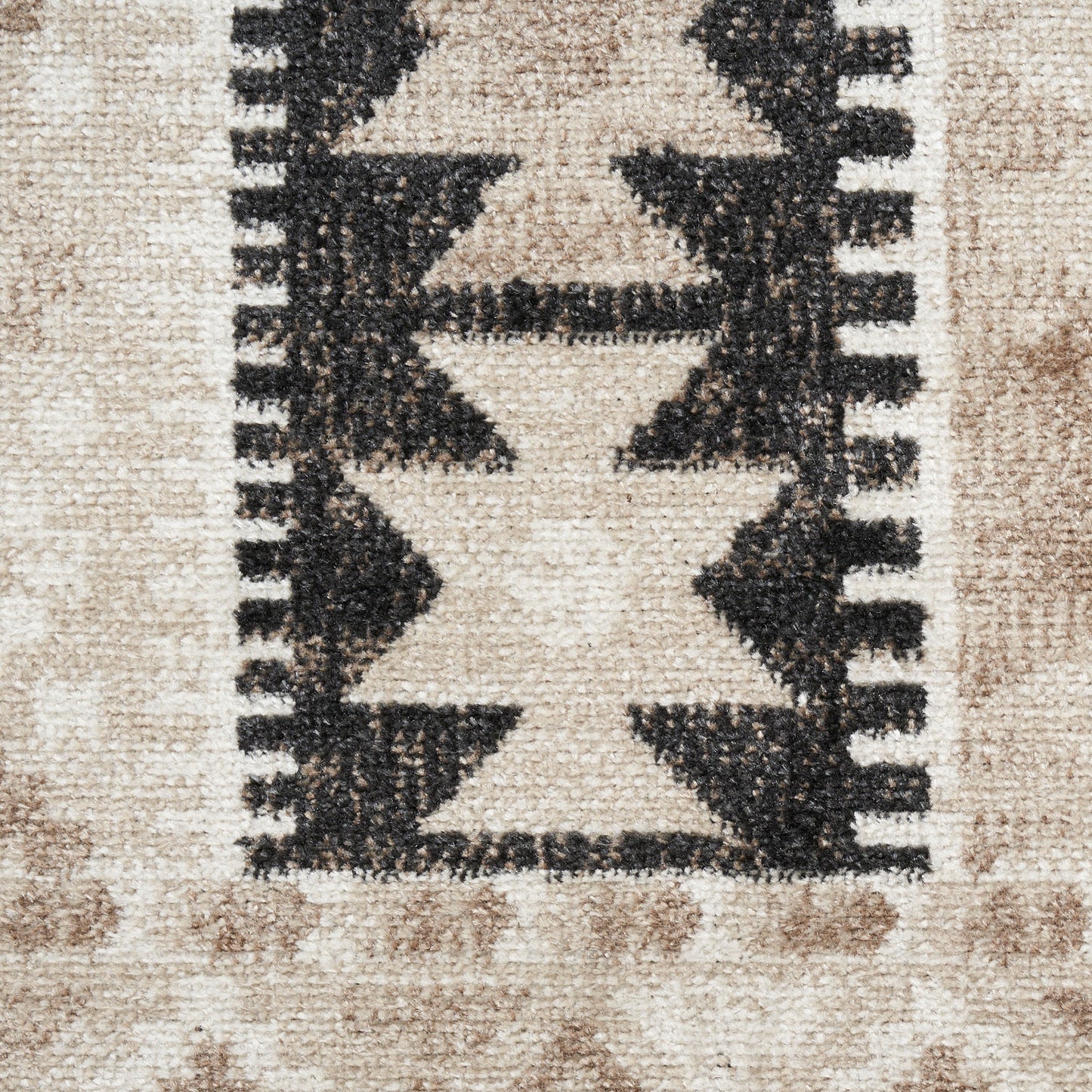 Nourison Washable Decor 2' x 6' Beige Black Bohemian Indoor Rug