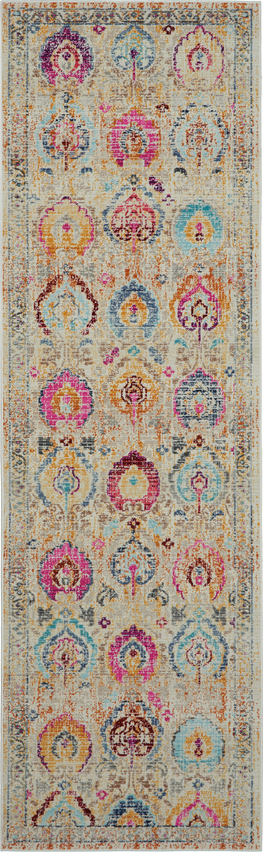 Nourison Vintage Kashan 2' x 6' Ivory/Multicolor Vintage Indoor Rug