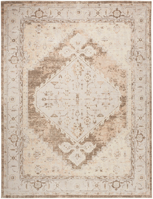 Nourison Astra Machine Washable 6'7" x 9' Beige Vintage Indoor Rug