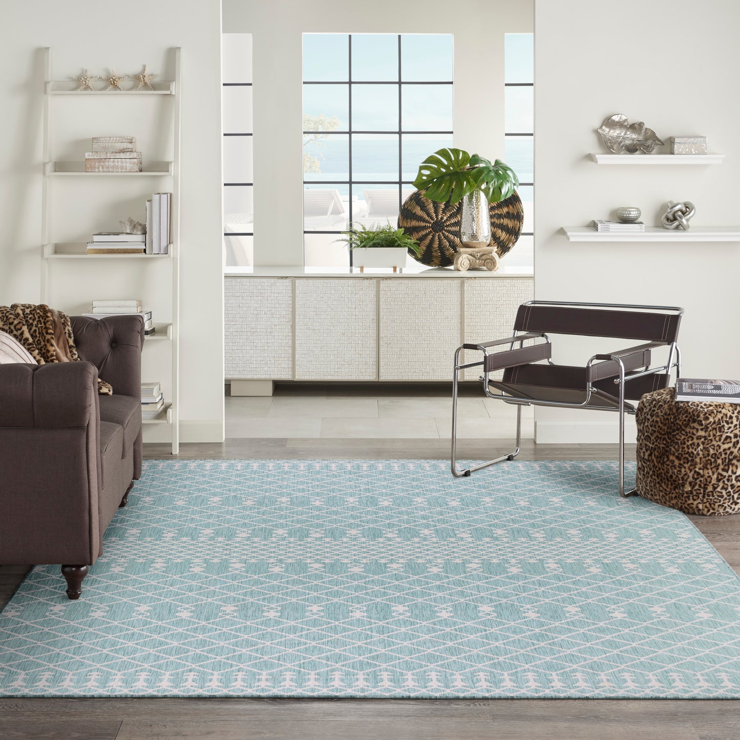 Nourison Positano 9' x 12' Aqua Modern Rug