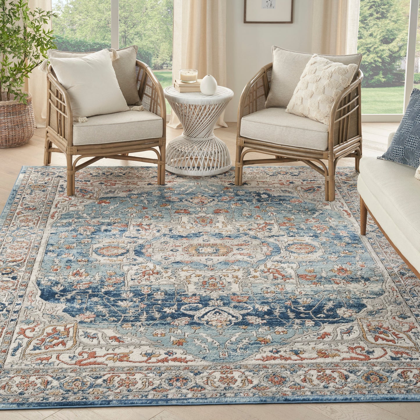 Nourison Quarry 8'10" x 11'10" Ivory Blue Vintage Indoor Rug