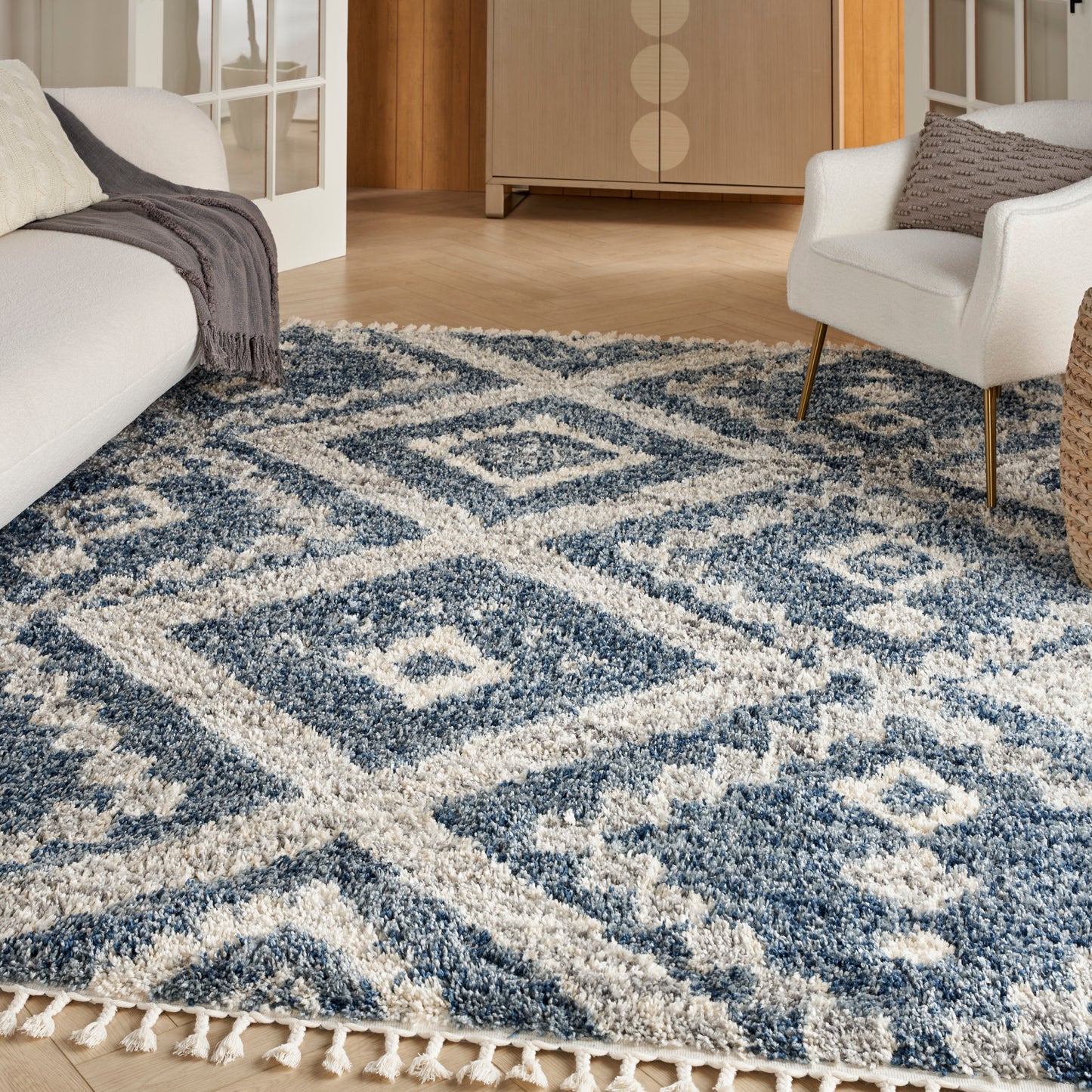 Nourison Oslo Shag 7'10" x 10'6" Denim Blue Shag Indoor Rug