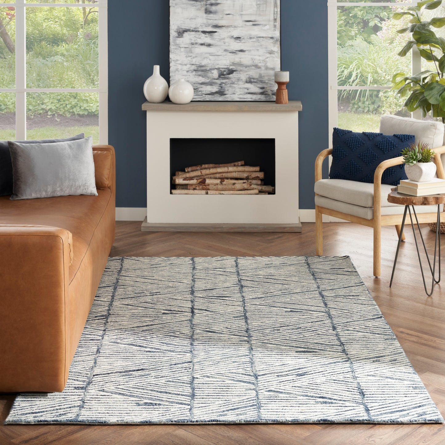 Nourison Colorado 5'3" x 7'3" White Blue Modern Indoor Rug