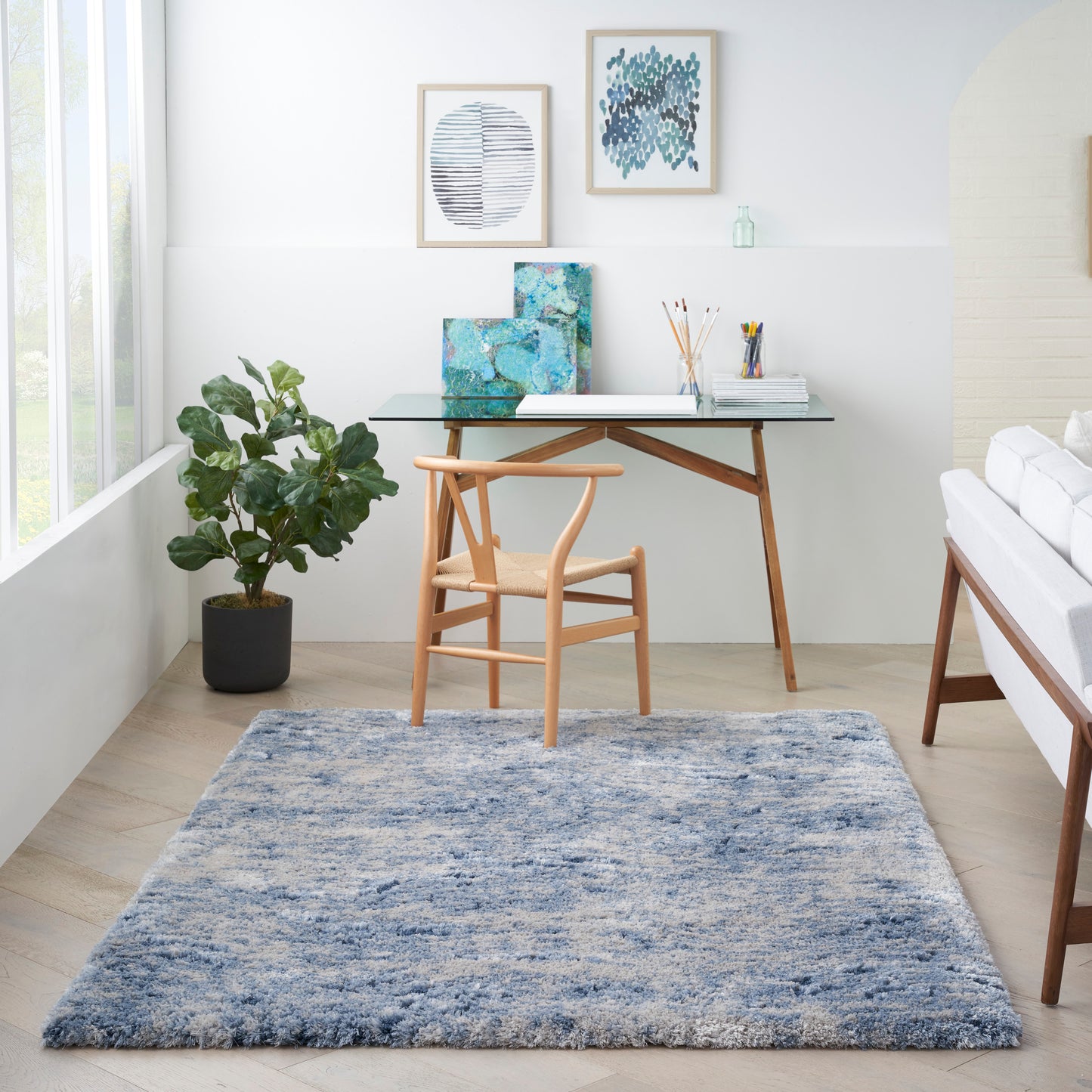 Nourison Dreamy Shag 4' x 6' Light Blue Shag Indoor Rug