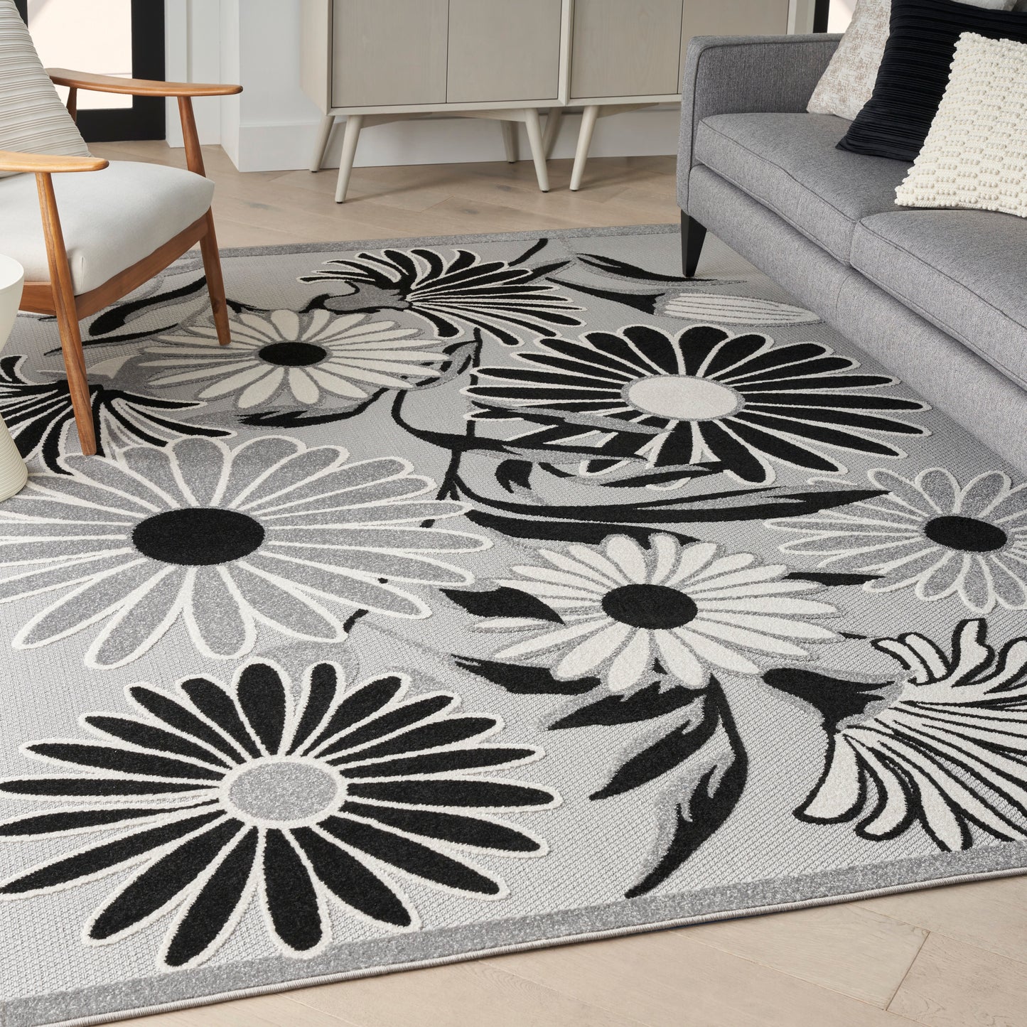 Nourison Aloha 9' x 12' Black White Contemporary Rug