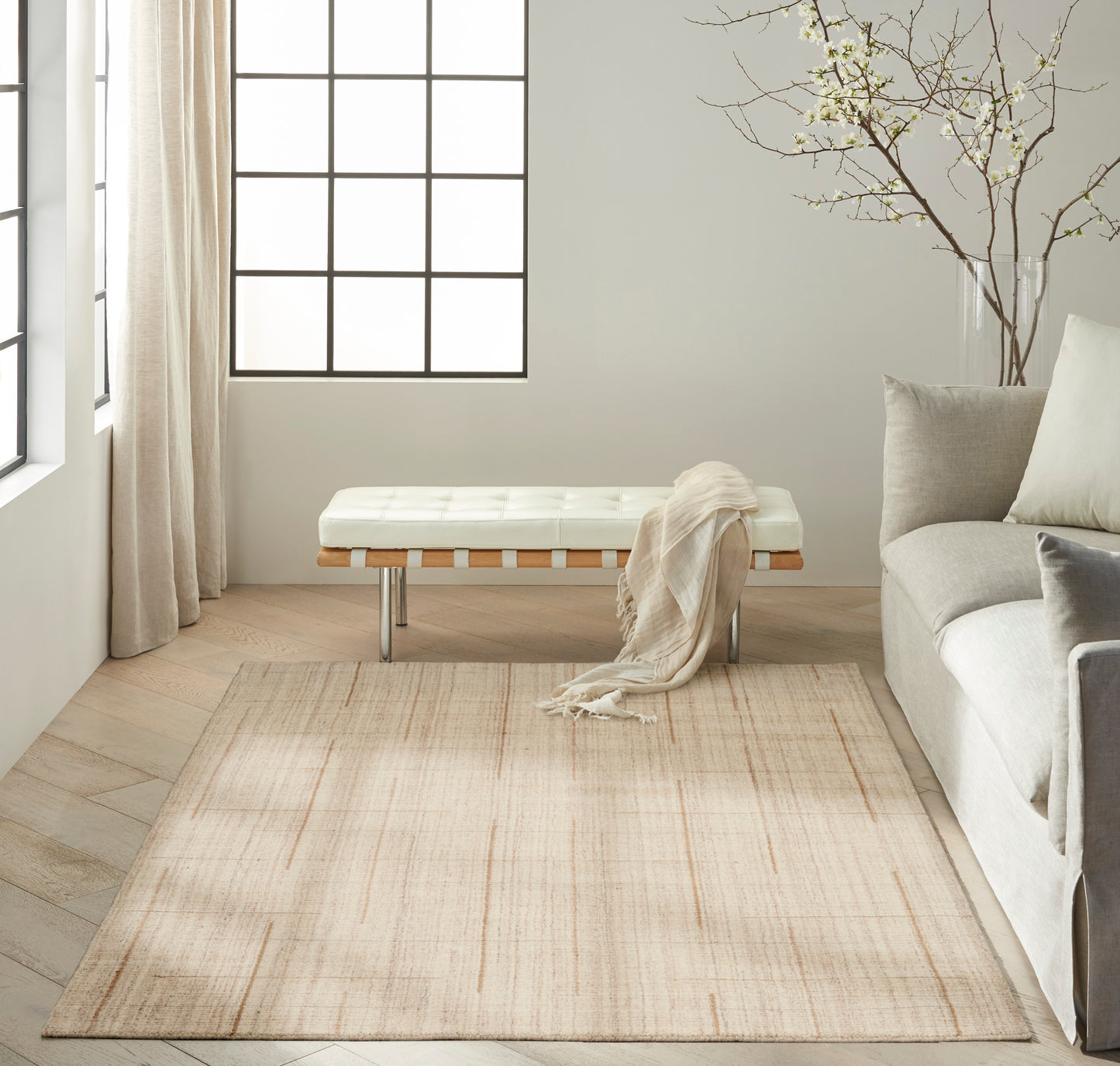 Calvin Klein CK041 Architectura 5'3" x 7'3" Natural Farmhouse Indoor Rug