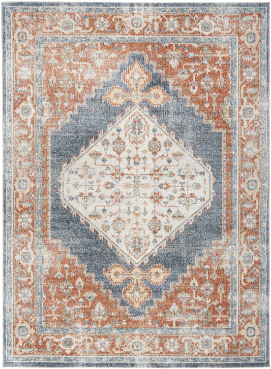 Nourison Astra Machine Washable 4' x 6' Denim Multicolor Vintage Indoor Rug