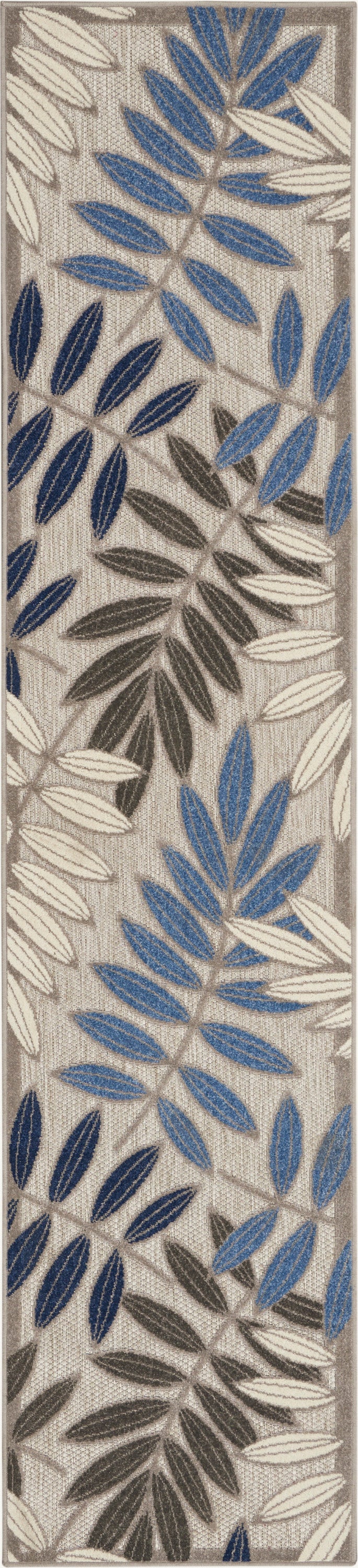 Nourison Aloha 2' x 6' Grey/Blue Tropical Rug