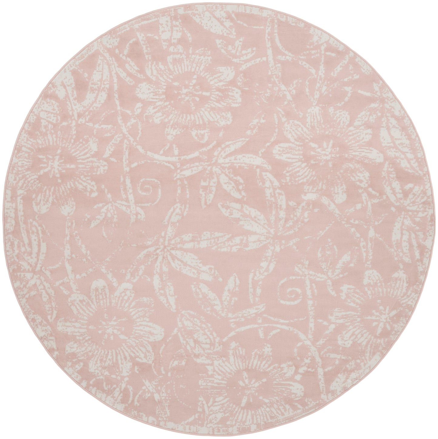 Nourison Whimsicle 5' x Round Pink Farmhouse Indoor Rug