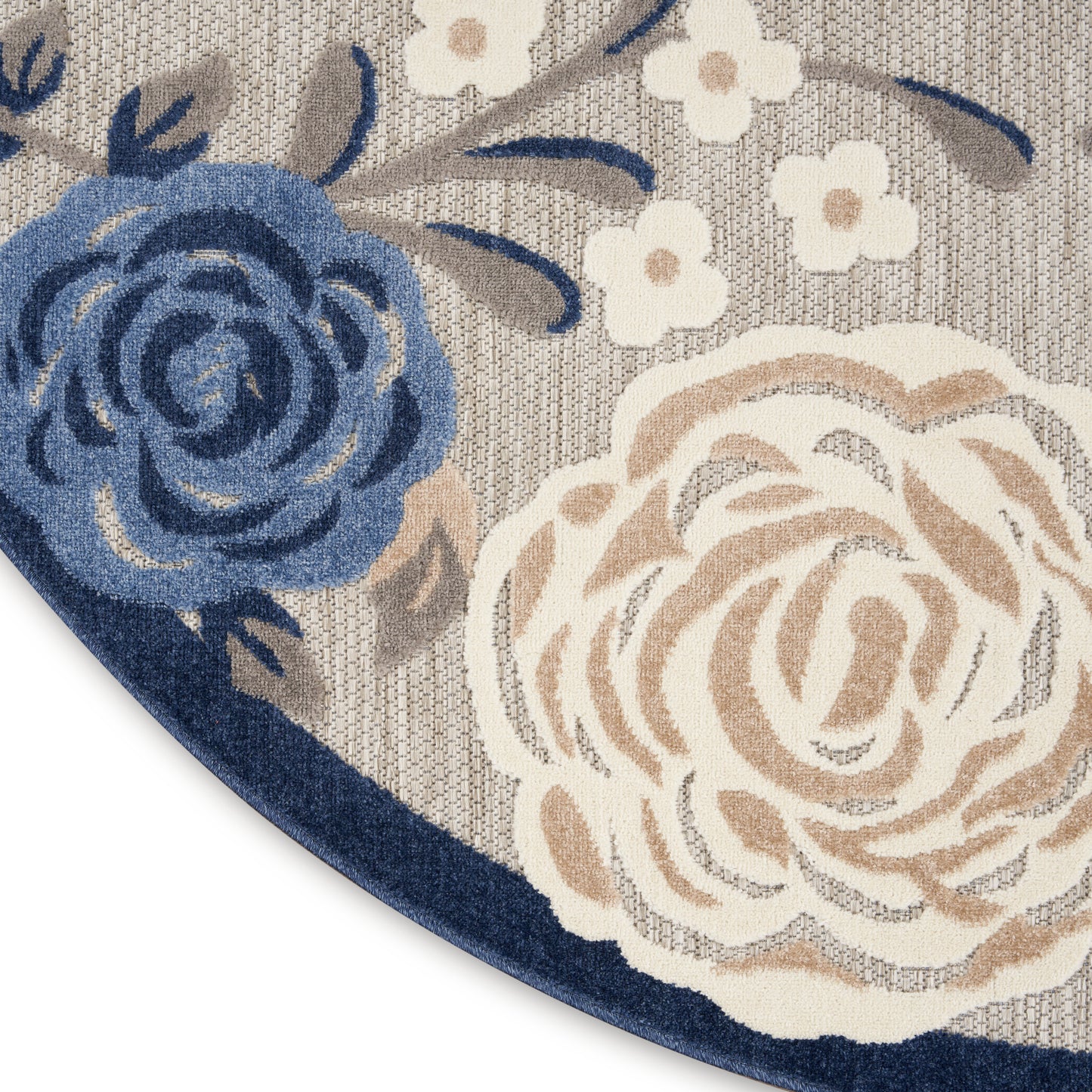 Nourison Aloha 7'10" x Round Blue Grey Contemporary Rug