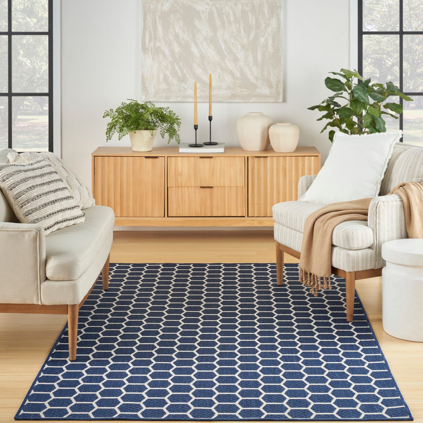 Nourison Twist Reversible 6' x 9' Navy Modern Rug