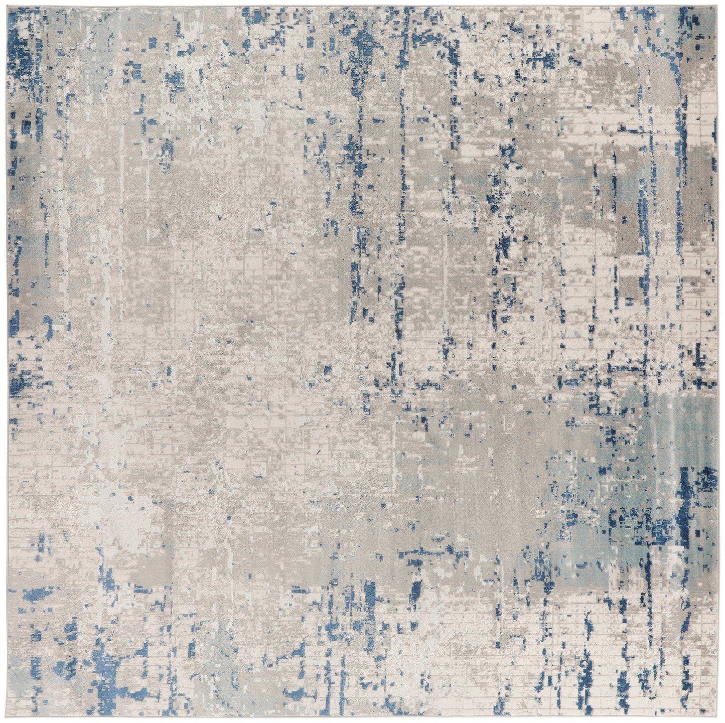 Nourison Quarry 10' x Square Ivory Grey Blue Modern Indoor Rug