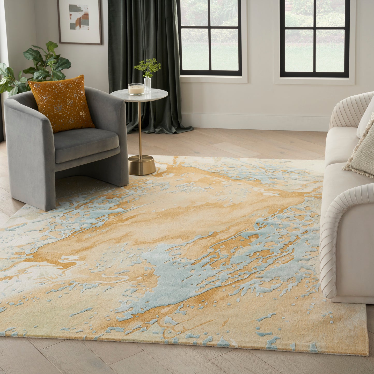 Nourison Prismatic 7'9" x 9'9" Sand Blue Modern Indoor Rug