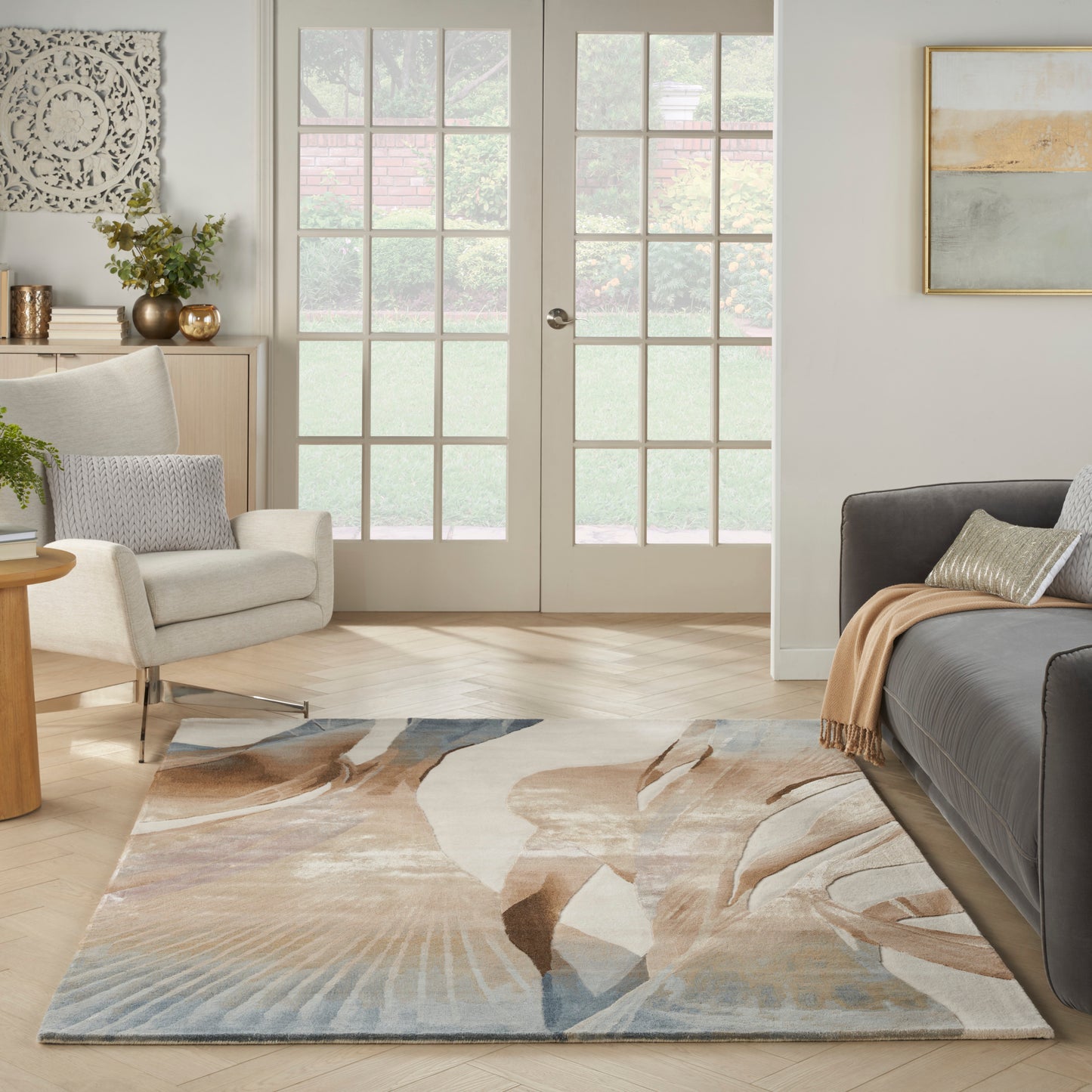 Nourison Prismatic 5'6" x 7'5" Sand Modern Indoor Rug