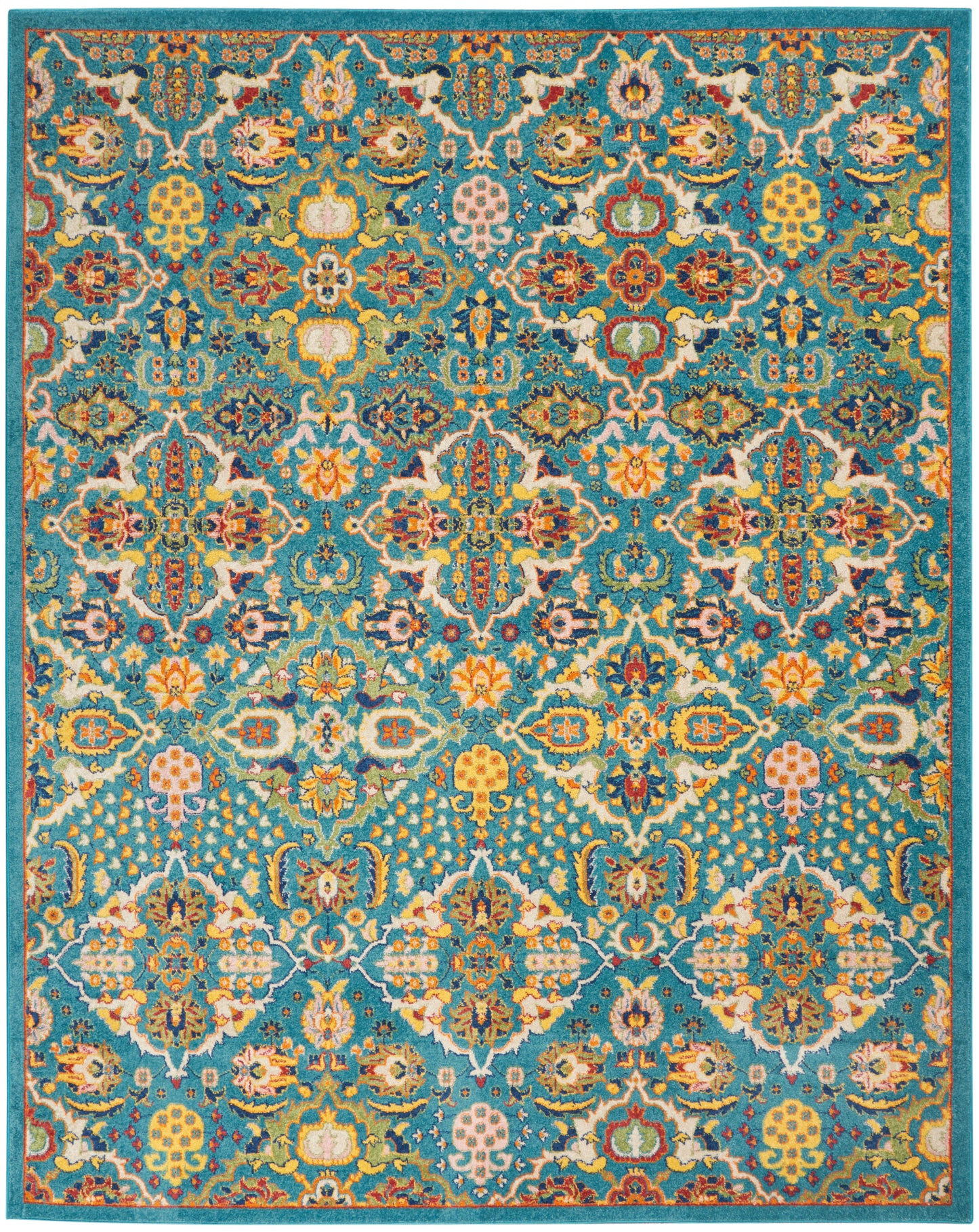 Nourison Allur 7'10" x 9'10" Turquoise Ivory Bohemian Indoor Rug