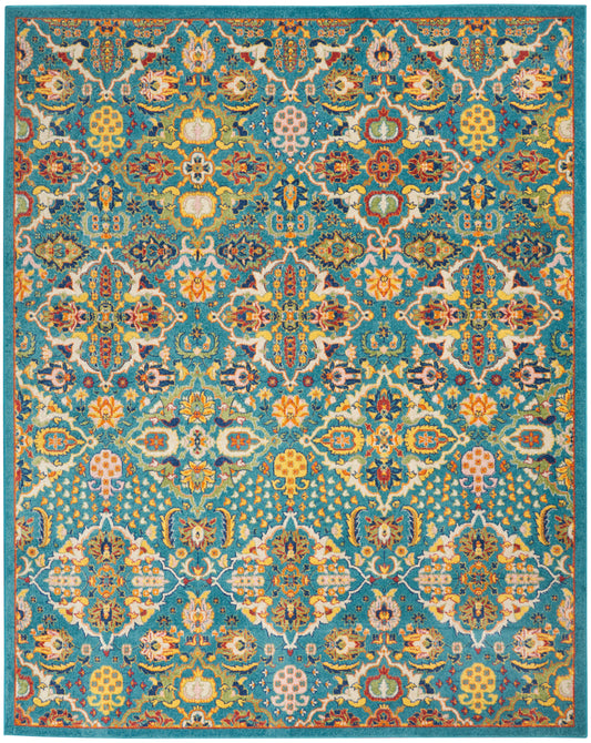 Nourison Allur 7'10" x 9'10" Turquoise Ivory Bohemian Indoor Rug