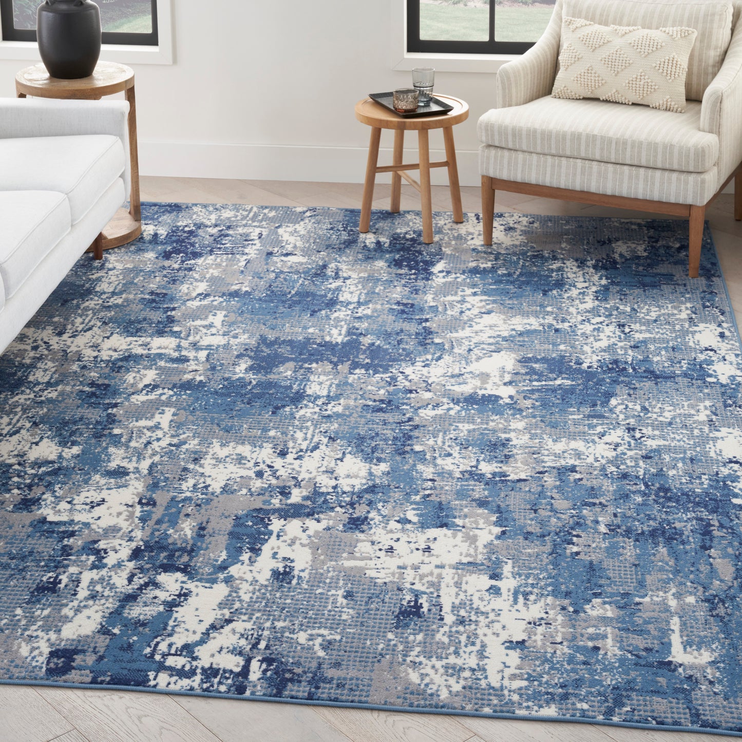 Nourison Grafix 7'10" x 9'10" Navy Blue Modern Indoor Rug