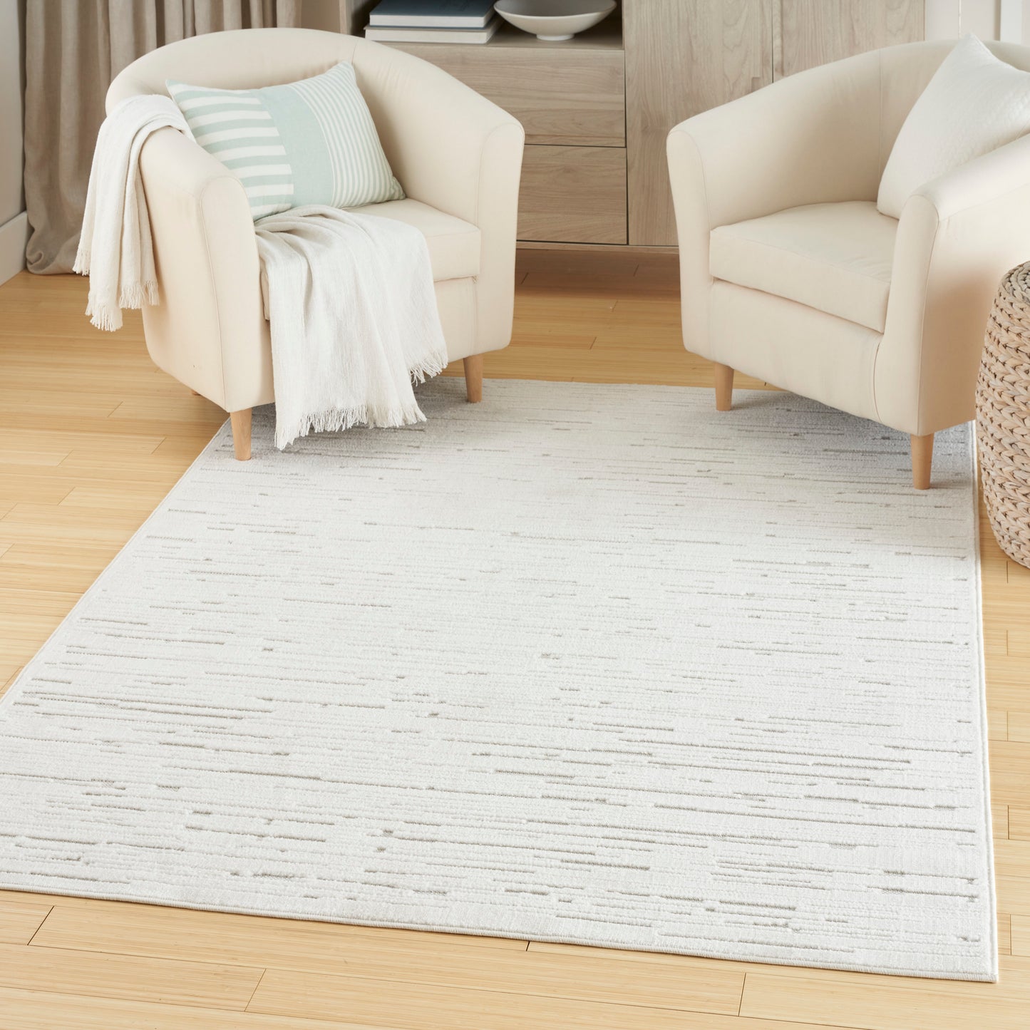 Nourison Care Free 5'3" x 7' Ivory Modern Indoor Rug