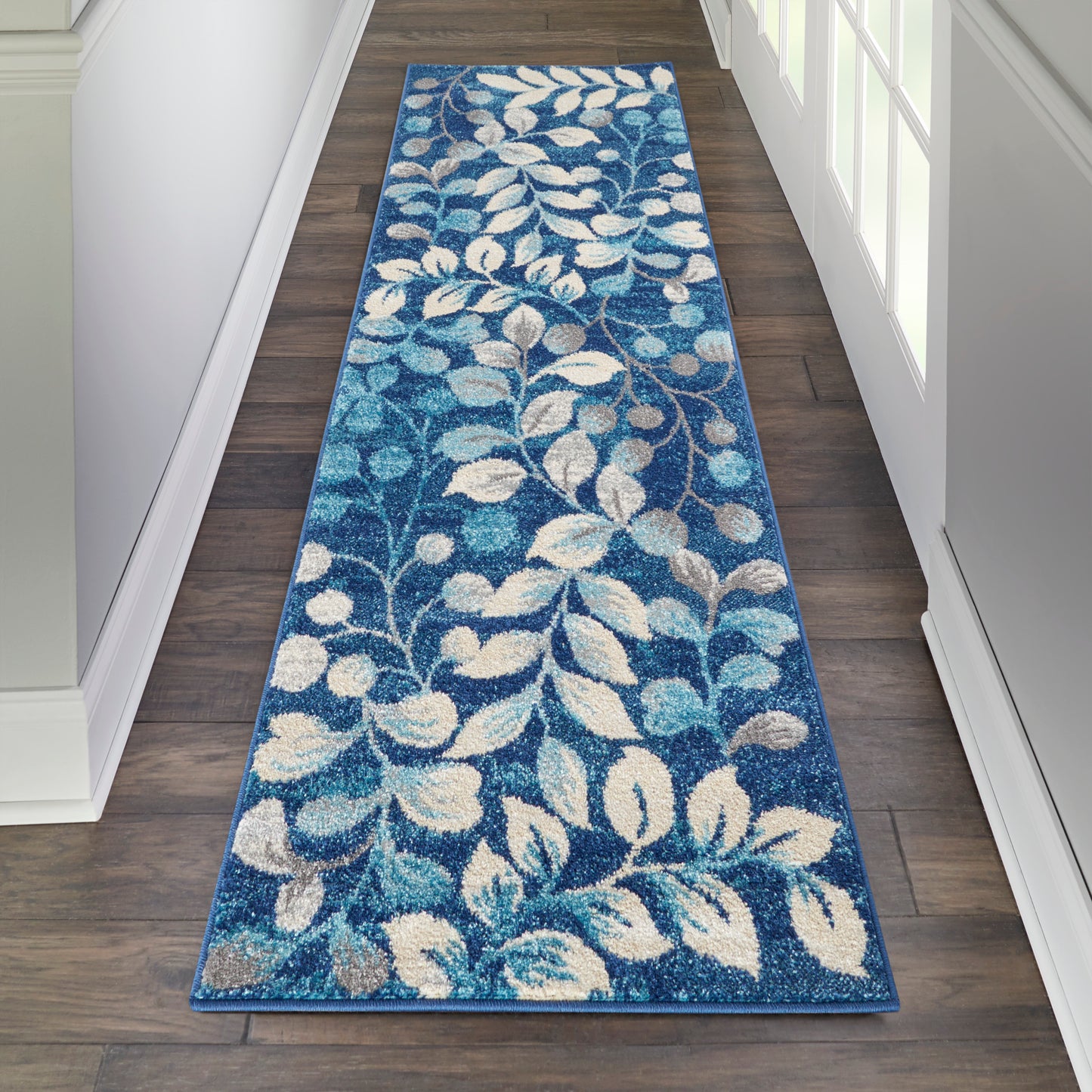 Nourison Tranquil 2'3" x 7'3" Navy Farmhouse Indoor Rug