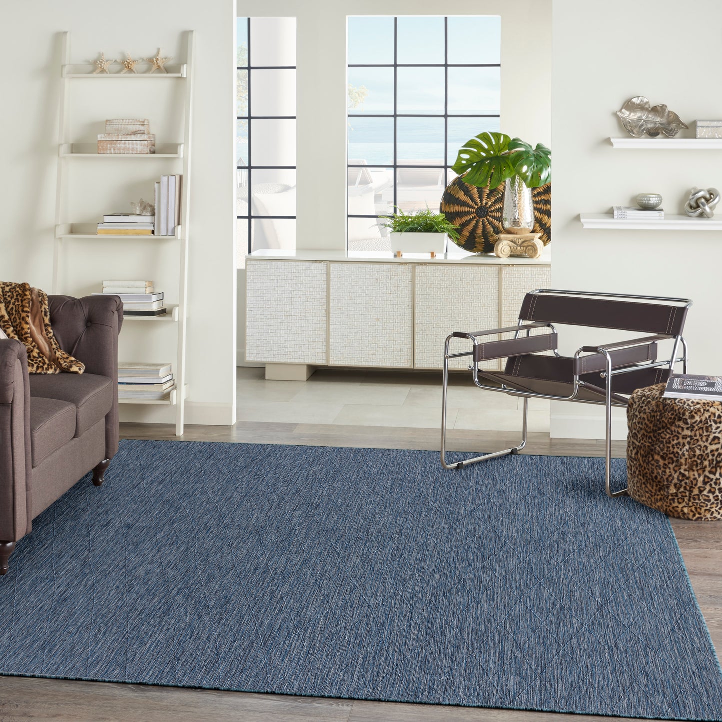 Nourison Washable Solutions 8' x 10' Navy Blue Modern Rug