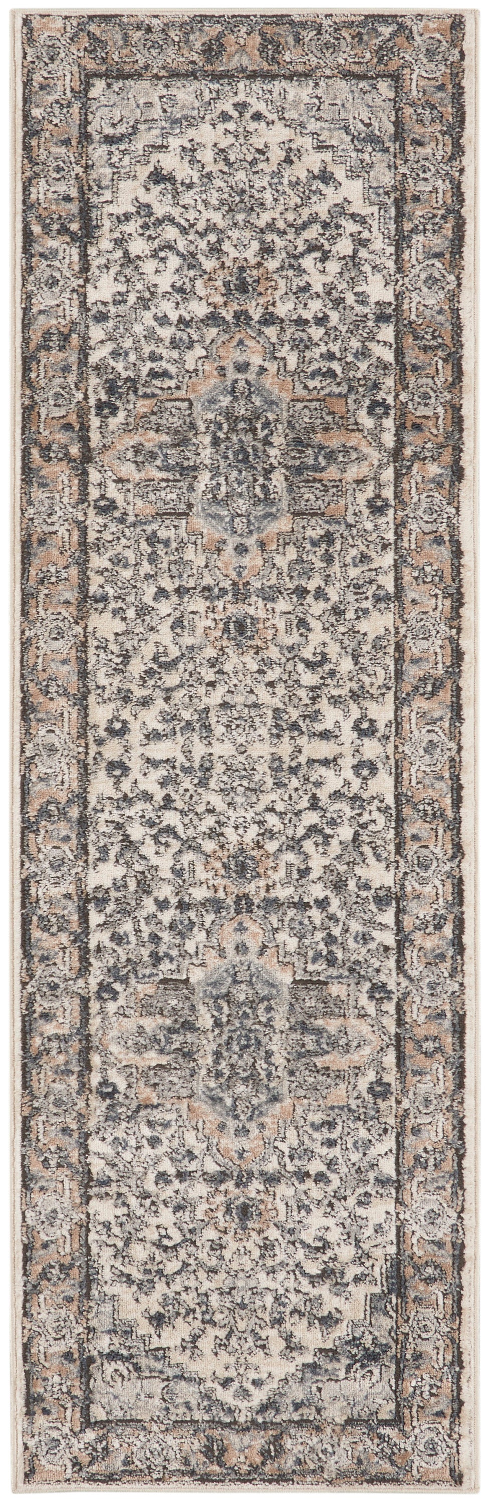 Nourison Quarry 2'2" x 7'6" Ivory Grey Farmhouse Indoor Rug