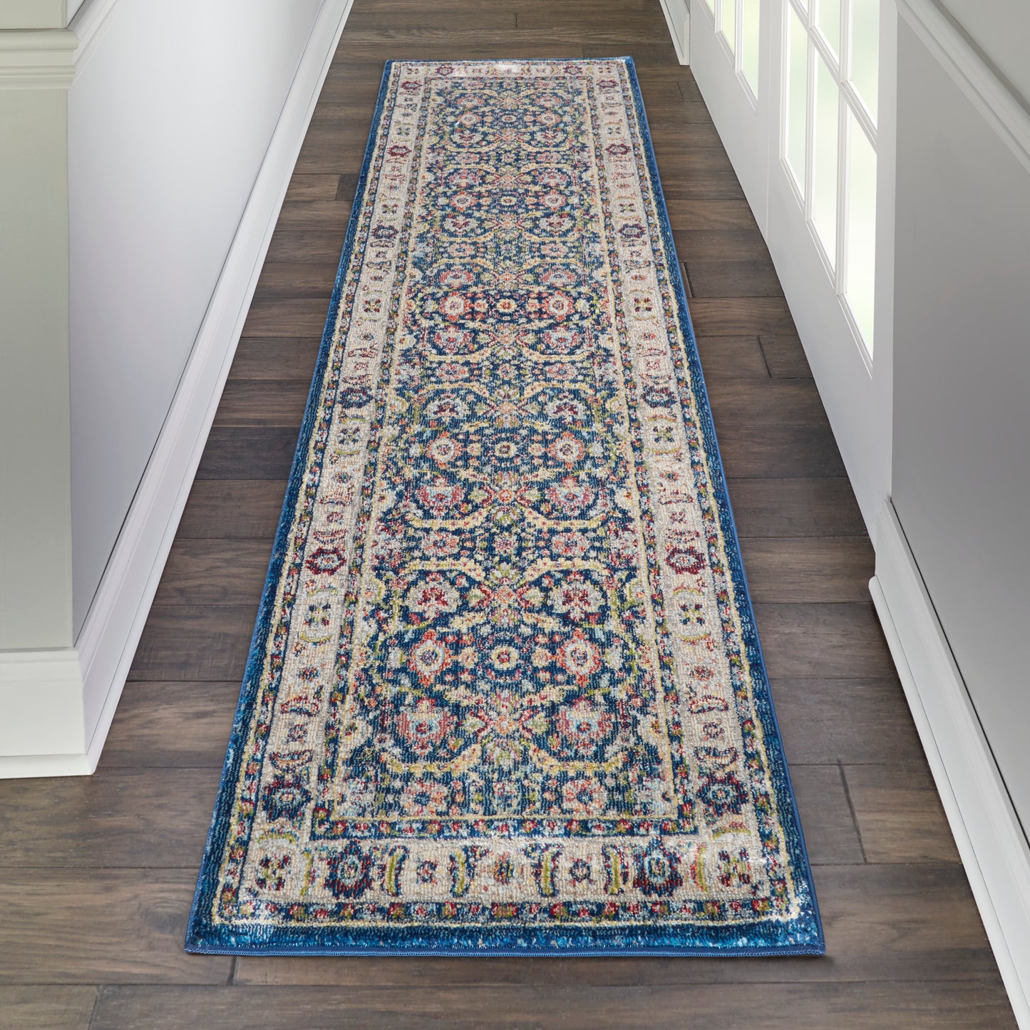 Nourison Ankara Global 2'4" x 8' Navy Multicolor Traditional Indoor Rug