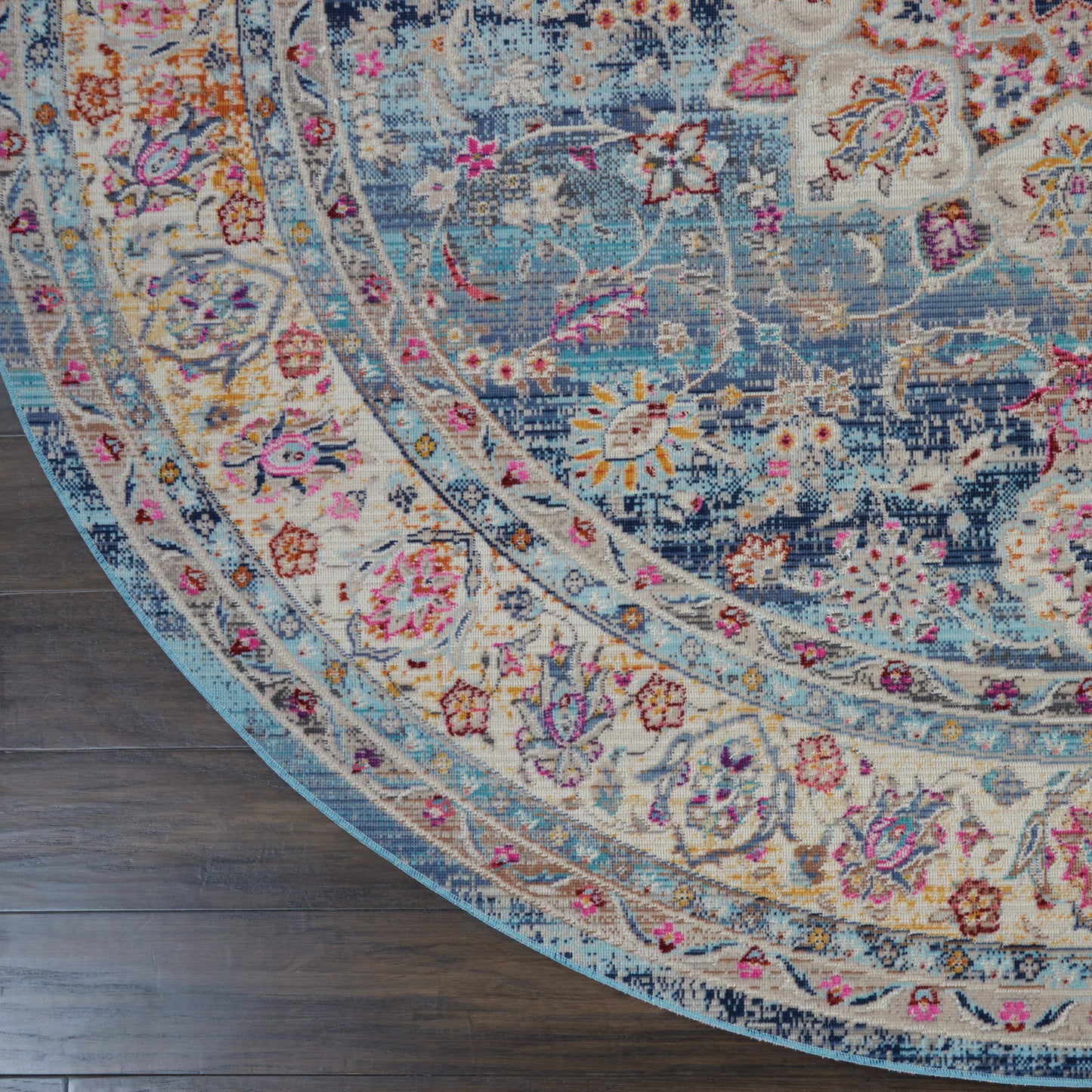 Nourison Vintage Kashan 6' x Round Blue Vintage Indoor Rug