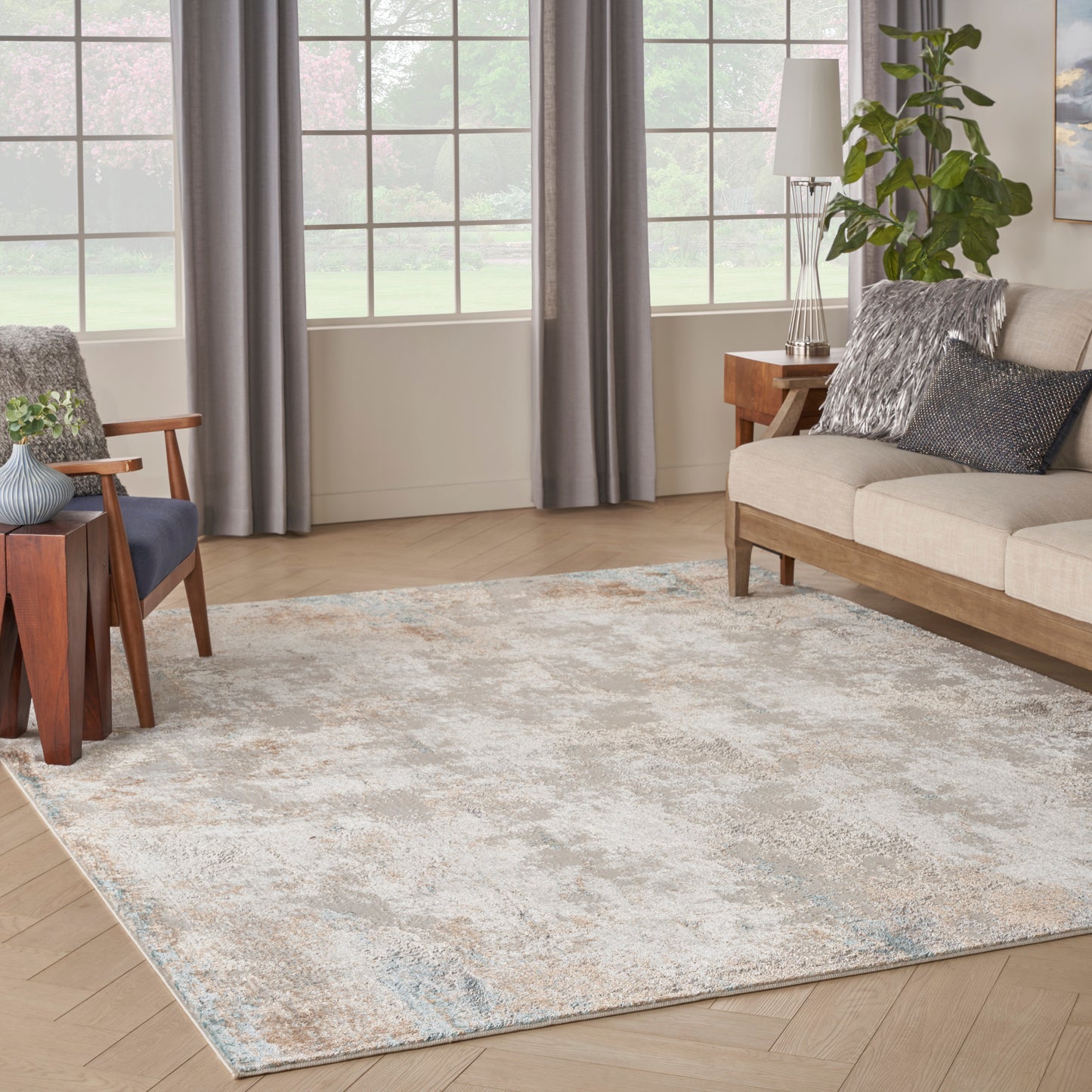 Nourison Glitz 9' x 12' Taupe/Multi Modern Indoor Rug