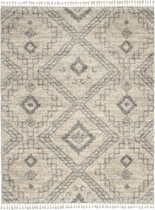 Nourison Oslo Shag 7'10" x 10'6" Ivory/Grey Shag Indoor Rug