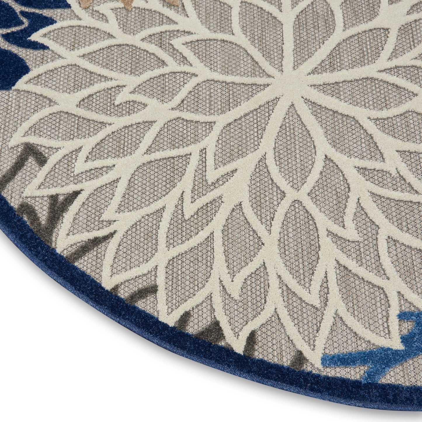 Nourison Aloha 5'3" x Round Blue Multicolor Tropical Rug