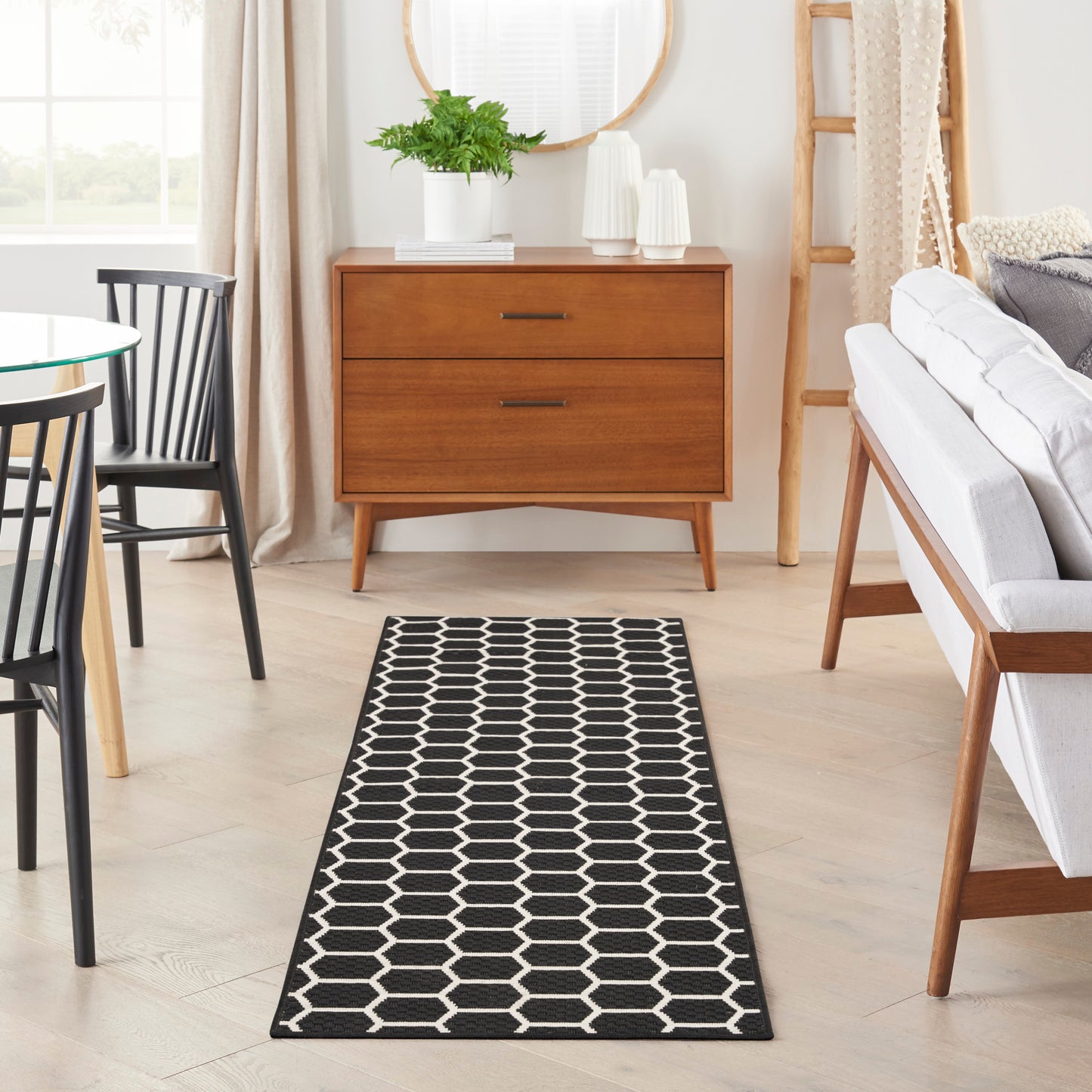 Nourison Twist Reversible 2' x 6' Black Modern Rug