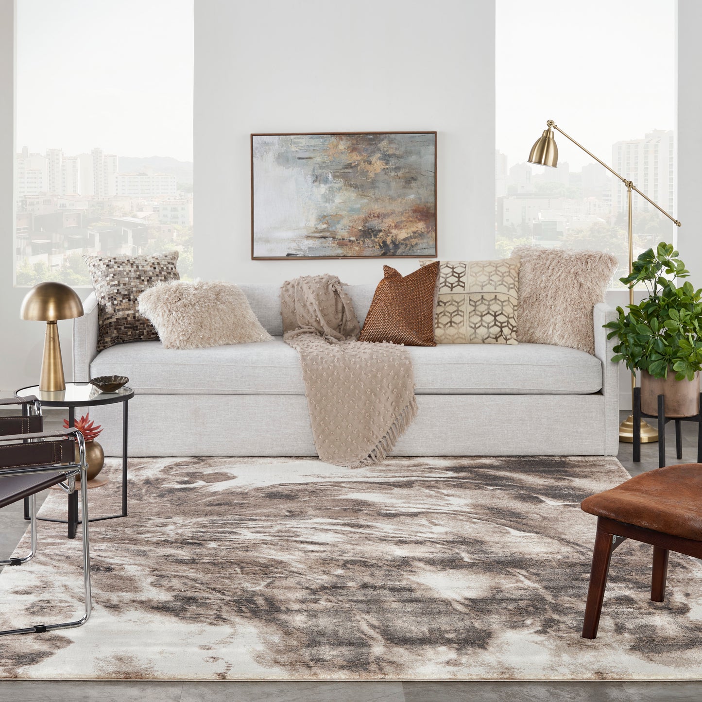 Nourison American Manor 9' x 12' Ivory Mocha Modern Indoor Rug