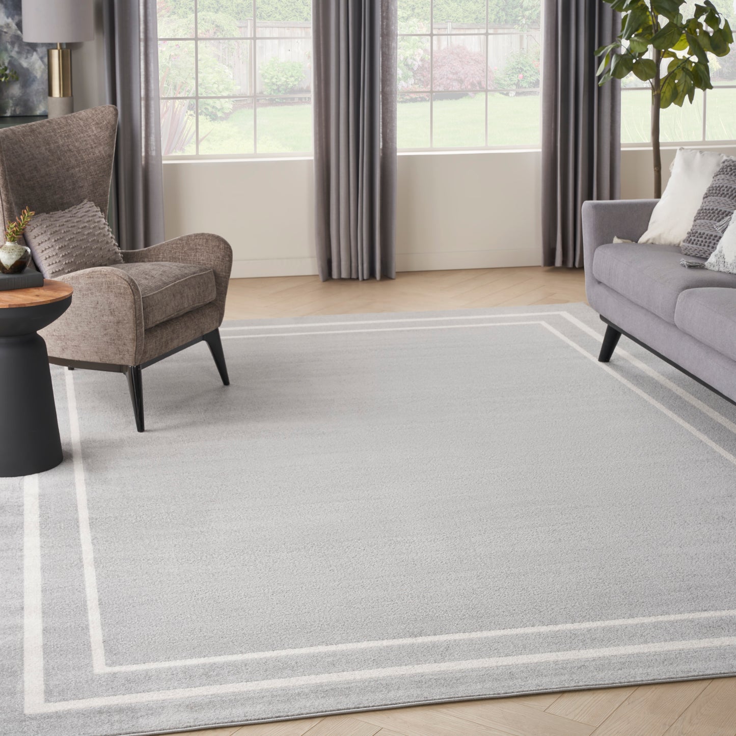 Nourison Nourison Essentials 9' x 12' Grey/Ivory Contemporary Rug