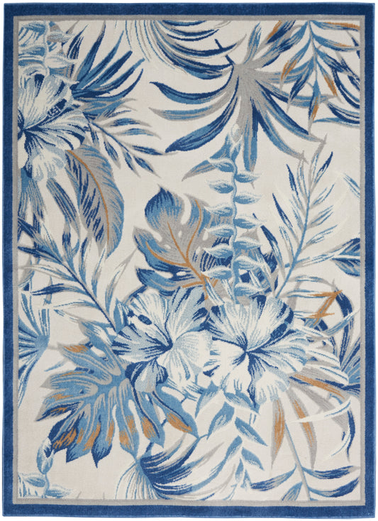 Nourison Seaside 5'3" x 7'3" Ivory Blue Tropical Indoor Rug