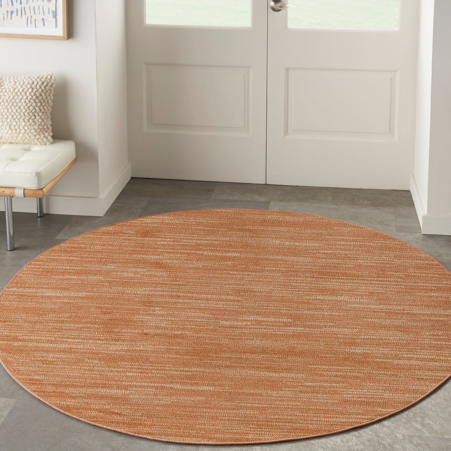 Nourison Nourison Essentials 4' x Round Rust Outdoor Rug