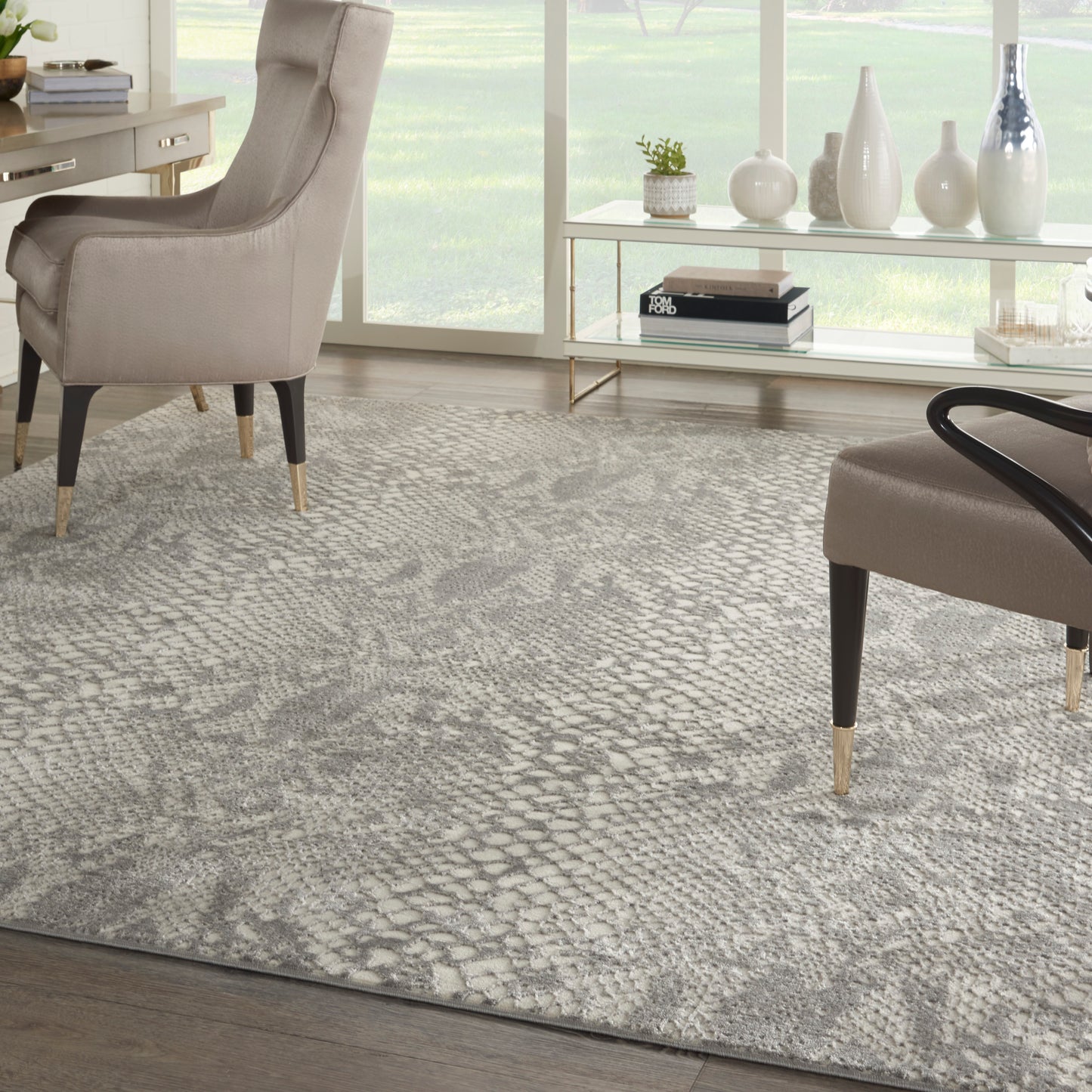 Nourison Solace 8' x 10' Ivory/Grey Modern Indoor Rug