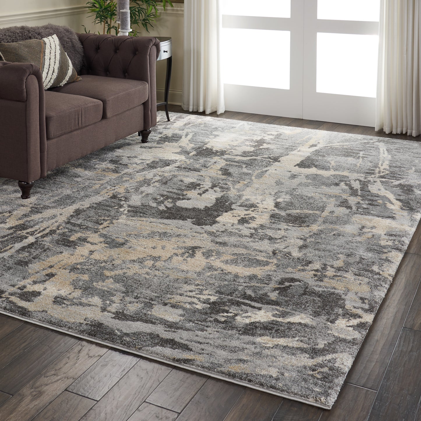 Nourison Fusion 9'6" x 13' Grey Modern Indoor Rug