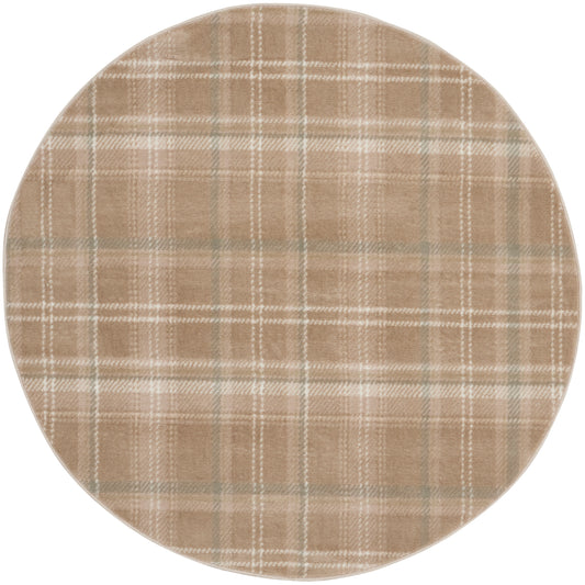 Nourison Grafix 4' x Round Taupe Farmhouse Indoor Rug