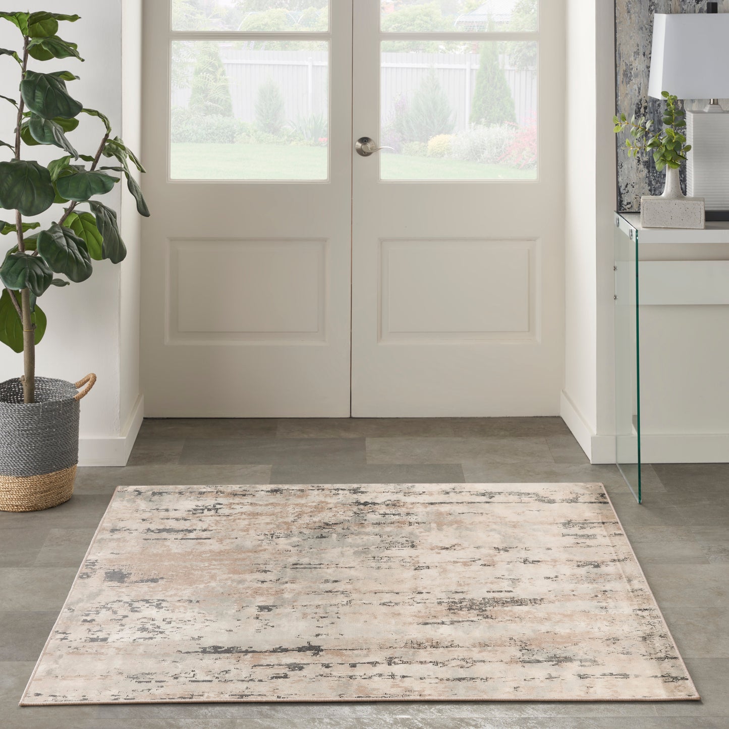 Nourison Quarry 5' x Square Beige Grey Modern Indoor Rug