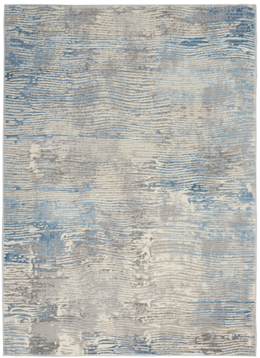 Nourison Solace 5'3" x 7'3" Ivory/Grey/Blue Modern Indoor Rug